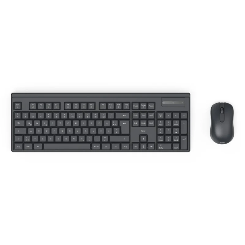 Hama WKM-100 Wireless Keyboard and Mouse Desktop Kit, Multimedia, Ambidextrous 1200 DPI Mouse, Black