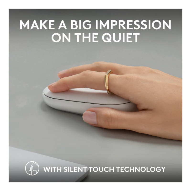 Logitech Pebble 2 M350s mouse Travel Ambidextrous RF Wireless + Bluetooth Optical 4000 DPI - White - Image 3