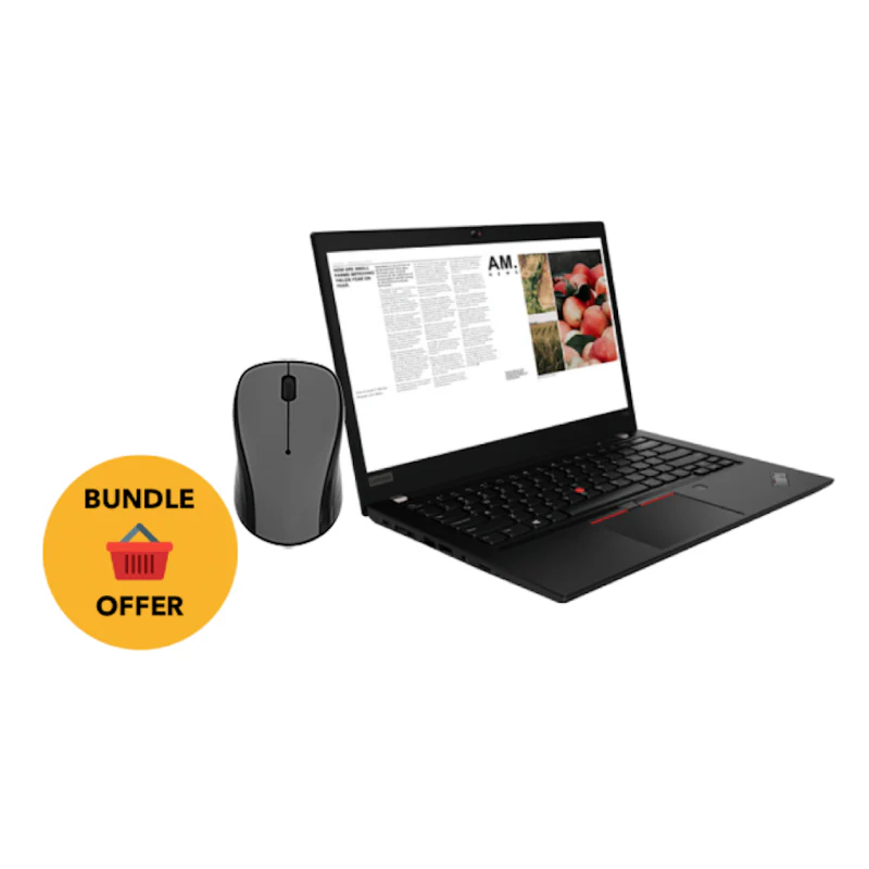 Teqcycle Remanufactured Lenovo Thinkpad T490 Core i5-8365U Bundle with Mouse